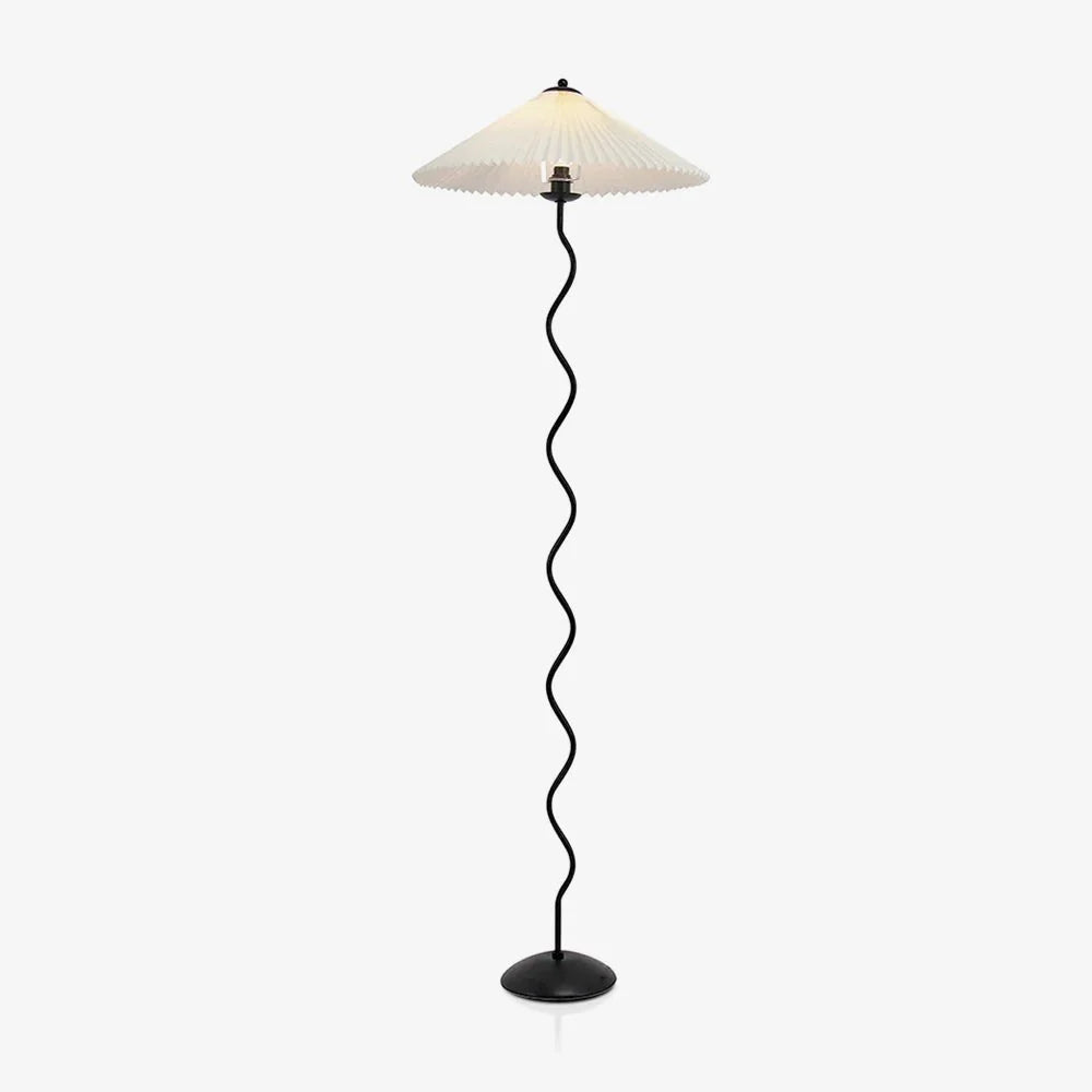 Lampadaire traditionnel en tissu et métal courbé