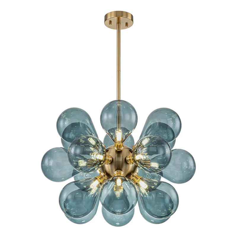 Lampadario moderno in vetro a bolle blu