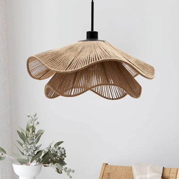 Glarefusion Vintage Straw Hat Petal Chandelier