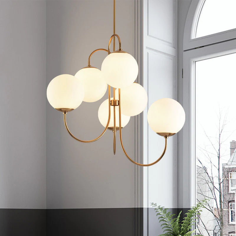 Vintage Metal Framed Glass Chandelier