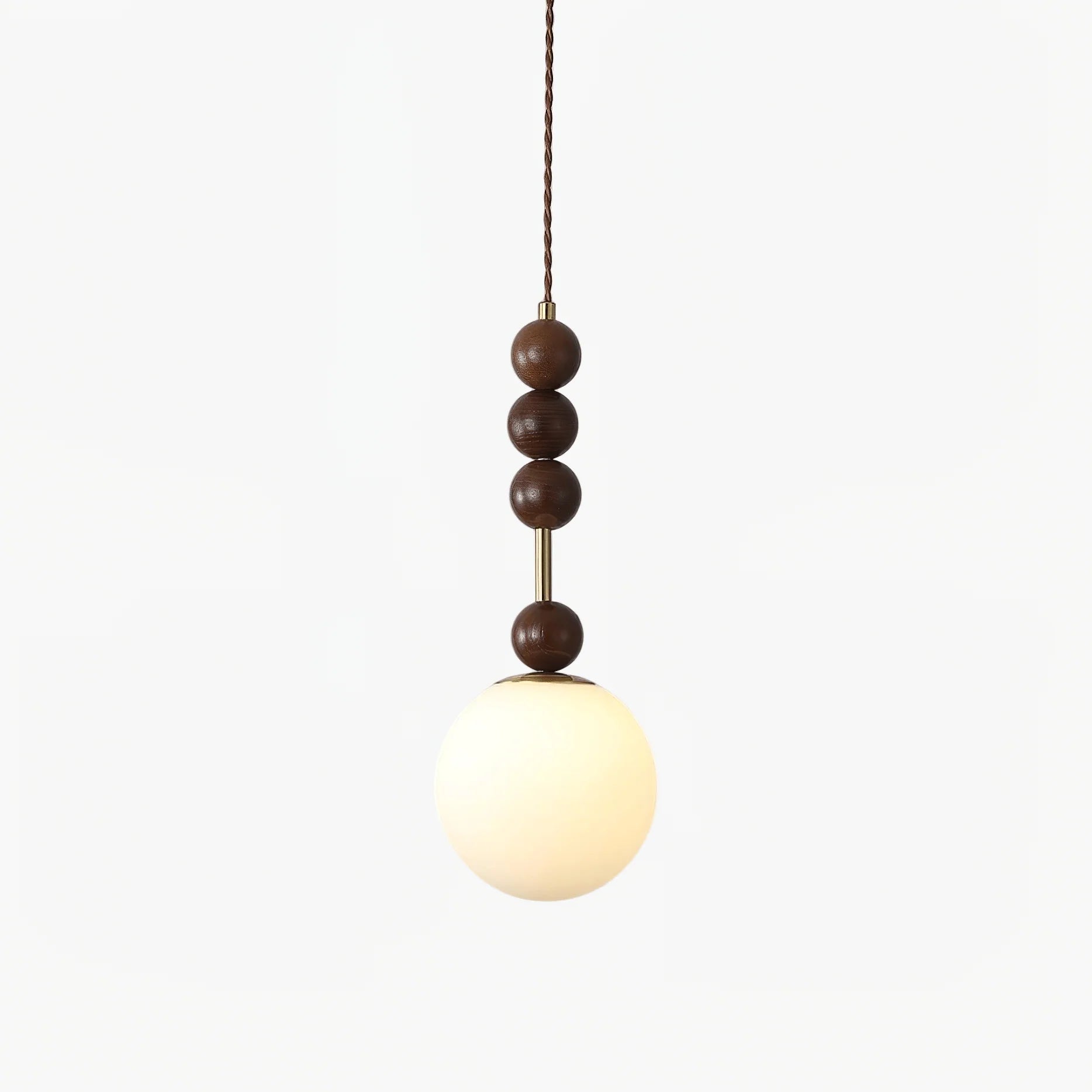 Lampe à suspension ronde classique en bois et verre