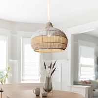 Natural Wicker Island Hanging Light