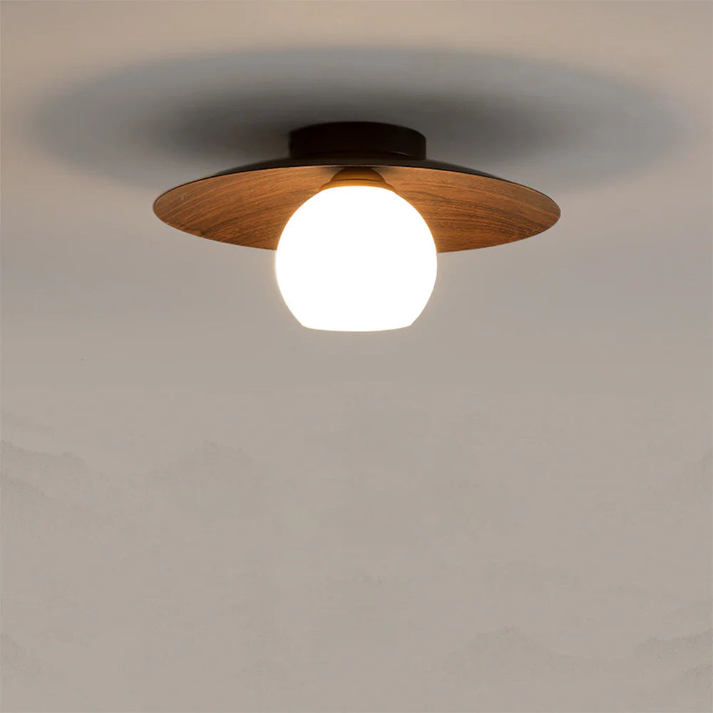 Plafonnier rond moderne en bois