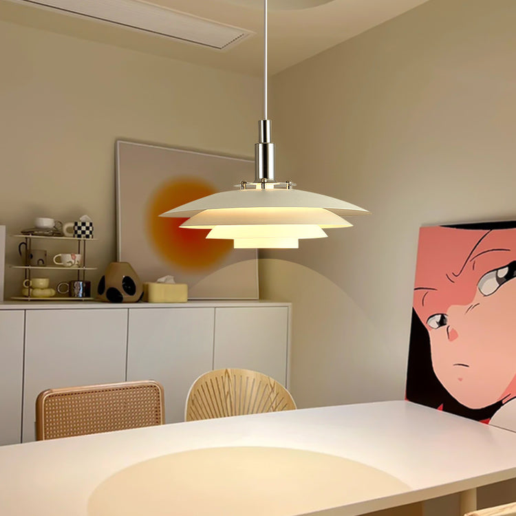 Minimalist Round Metal and Glass Dining Pendant Light