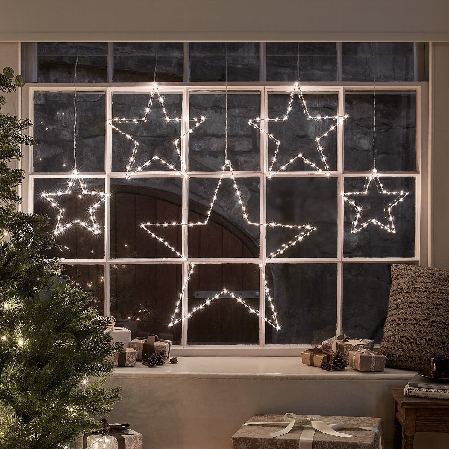 Rideaux lumineux à LED en forme d'étoile Osby bicolore