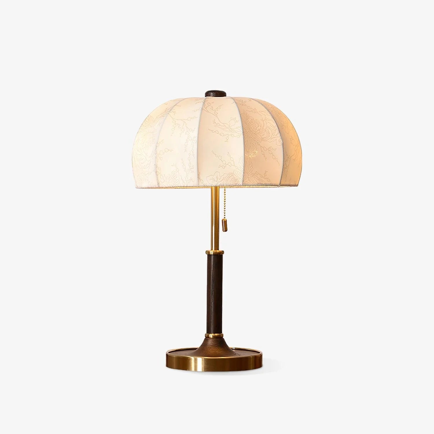 Lampe de table rétro en tissu à dôme nervuré