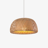 Rustic Bamboo Dome Pendant Lamp
