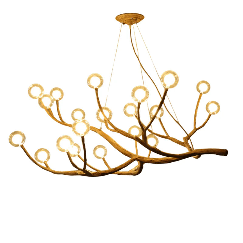 Lampada a sospensione moderna con ramo in legno
