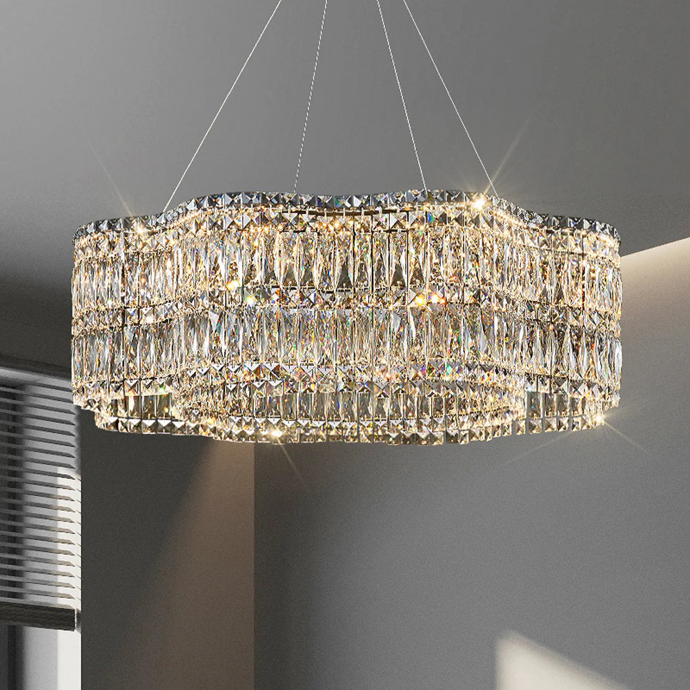 Lampadario elegante moderno con cristalli a forma di fiori