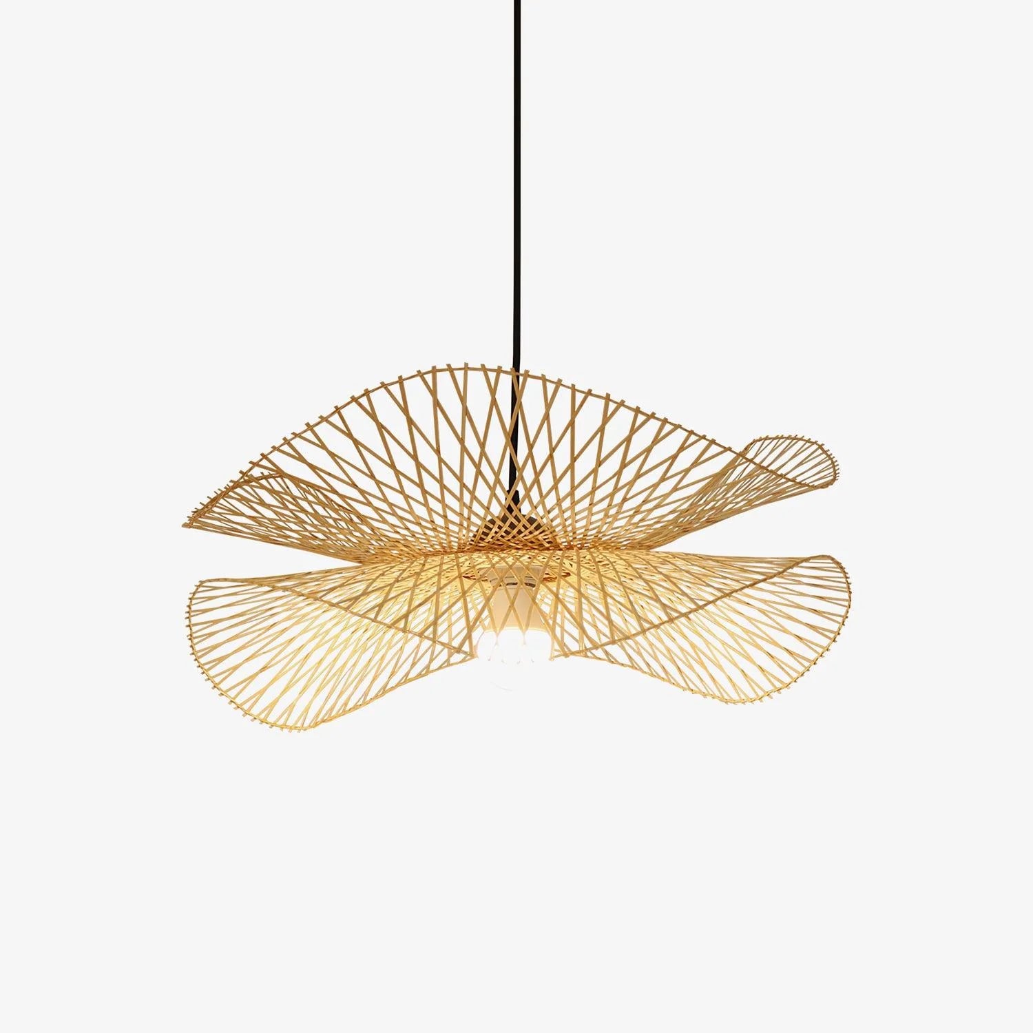 Lampe à suspension moderne en bambou ondulé