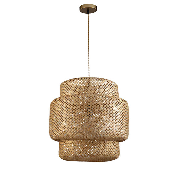 Boho Three-Tiered Rattan Pendant Light
