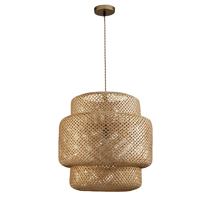 Boho Three-Tiered Rattan Pendant Light