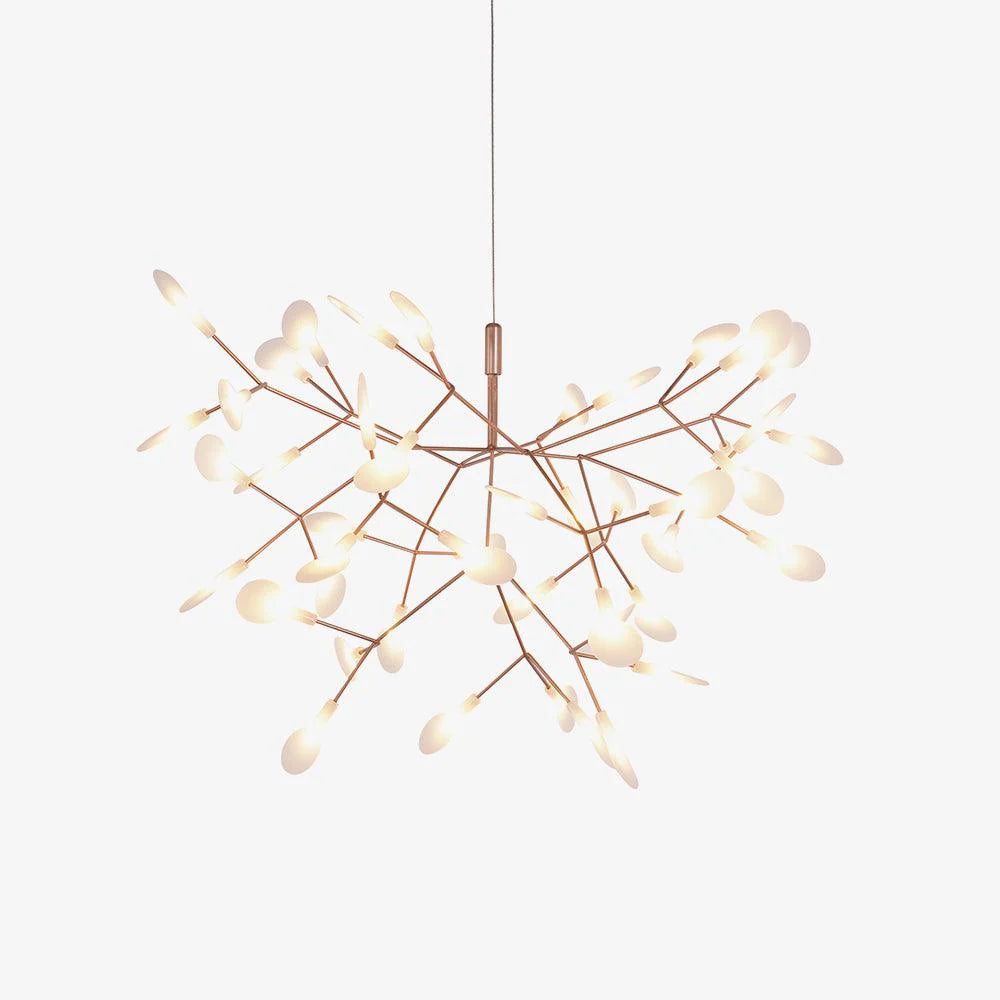 Lampadario luminoso in oro rosa