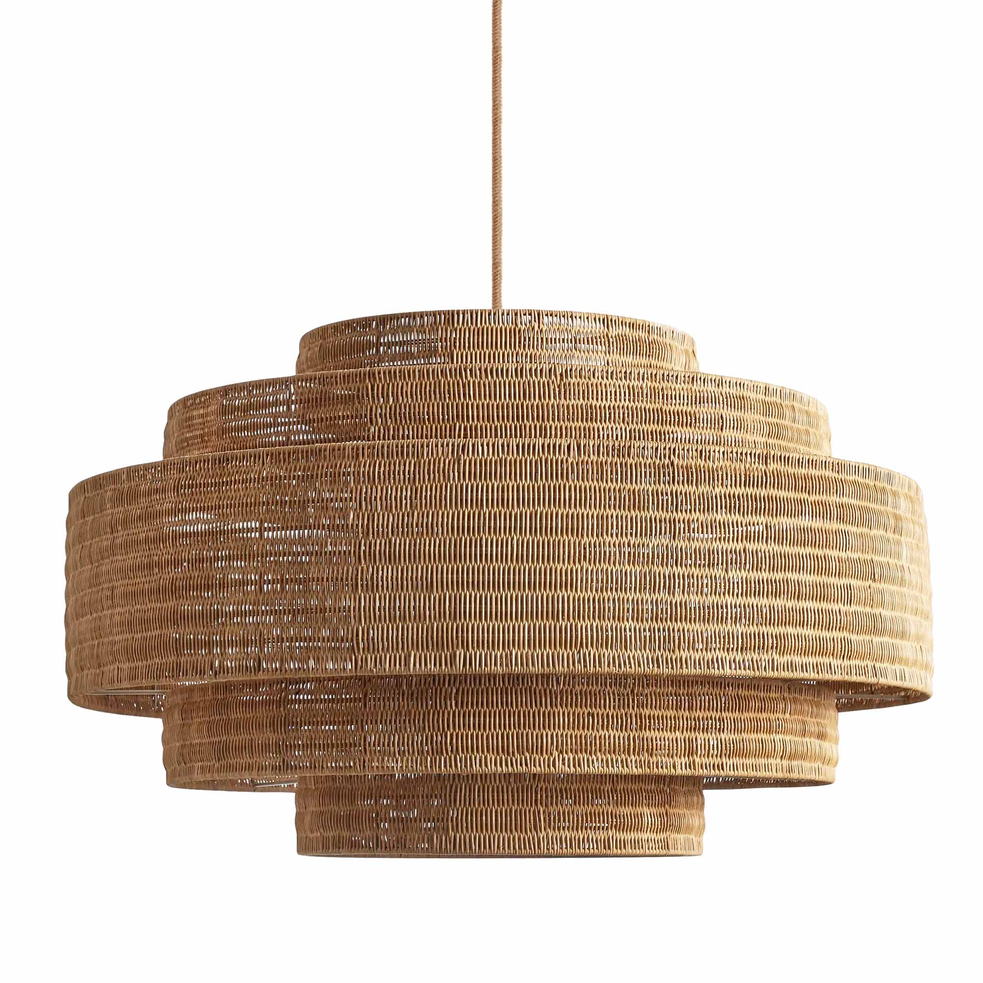 Lampada a Sospensione Boho in Rattan a Strati