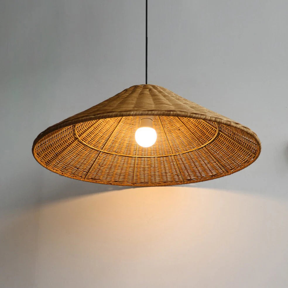 Retro Cone Rattan Pendant Light