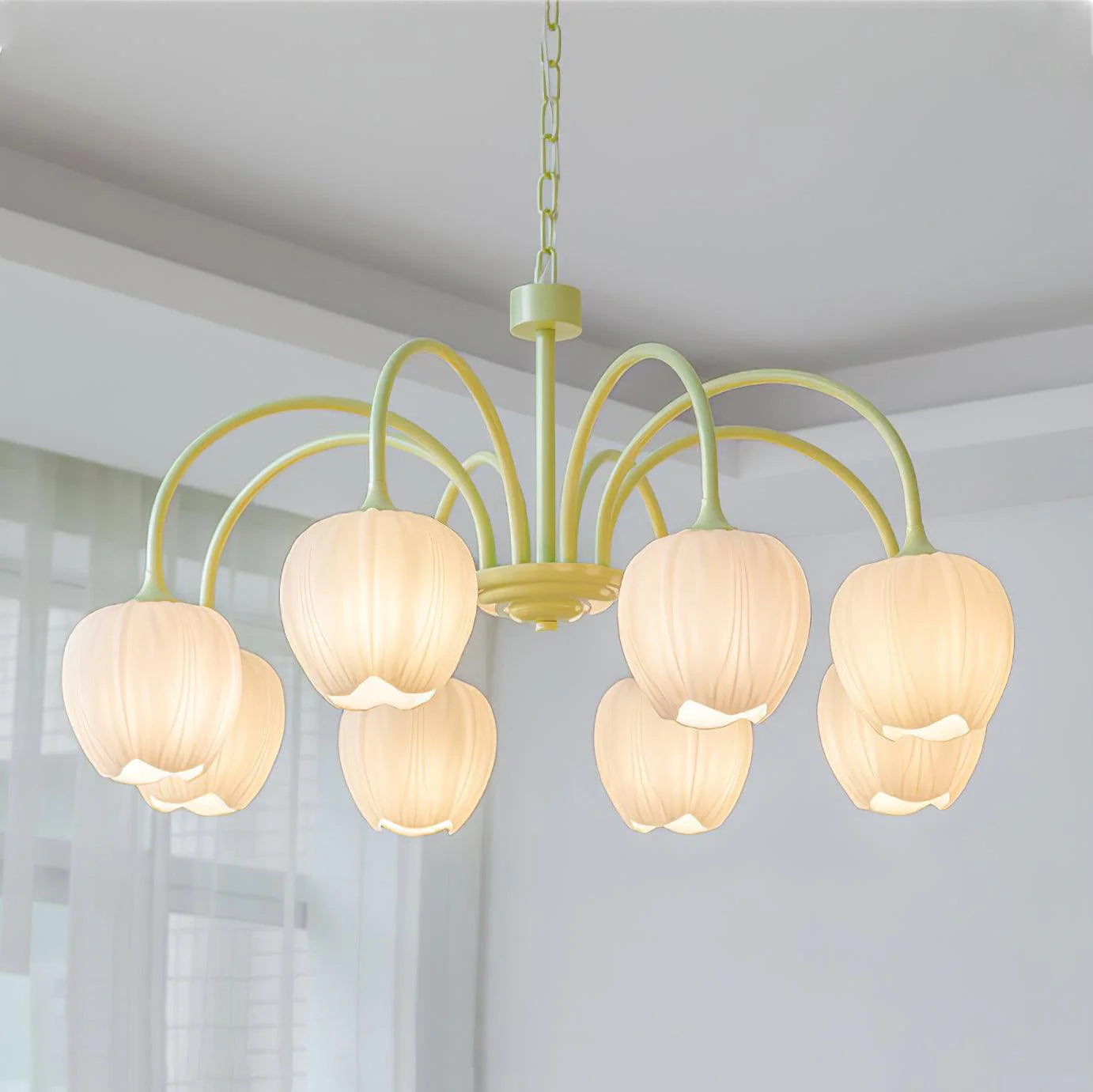 Lampadario da soggiorno moderno e minimalista color crema