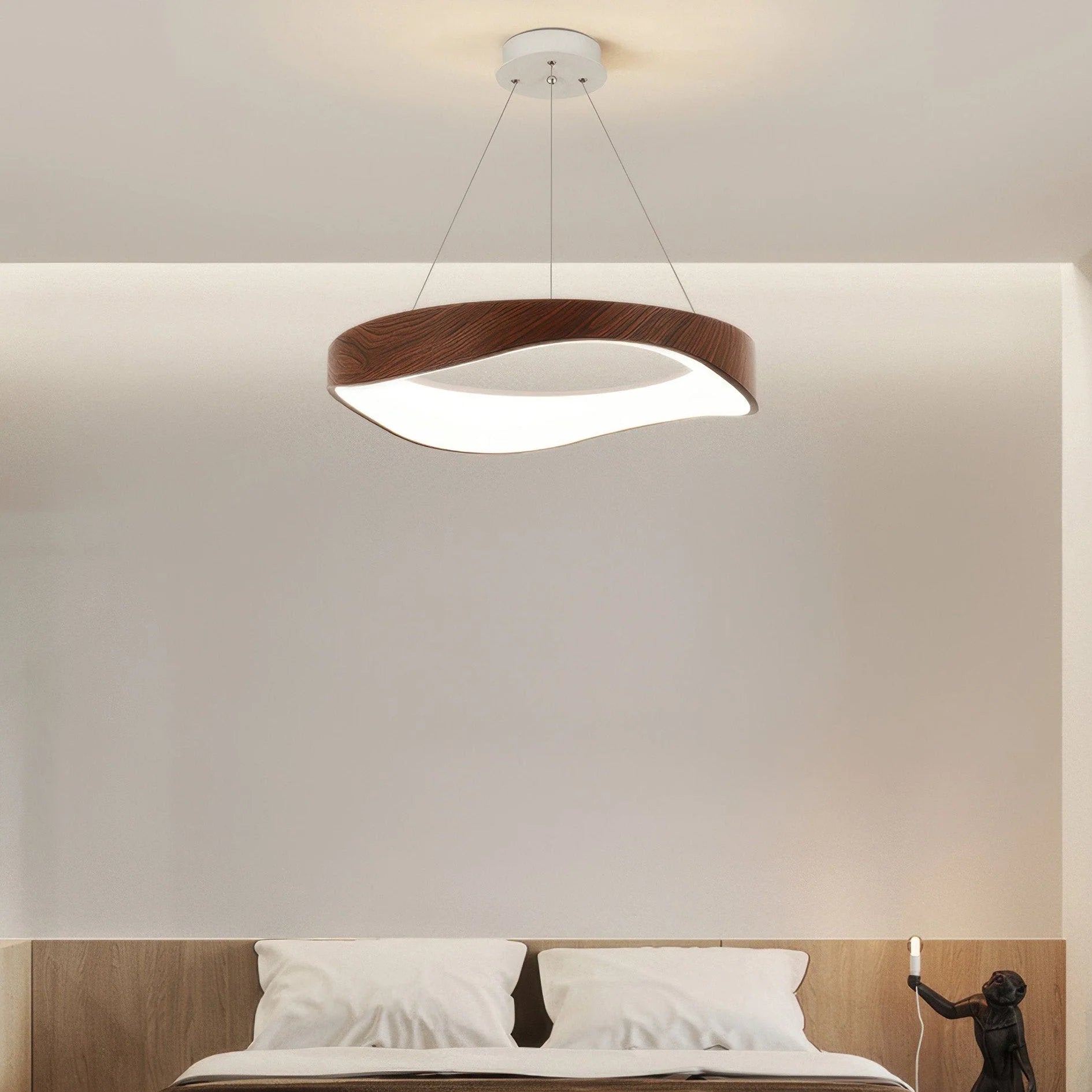 Lampada a sospensione nordica con venature del legno