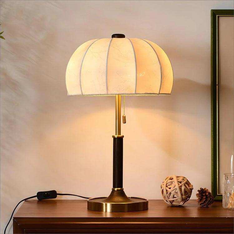 Retro Ribbed Dome stof bordlampe