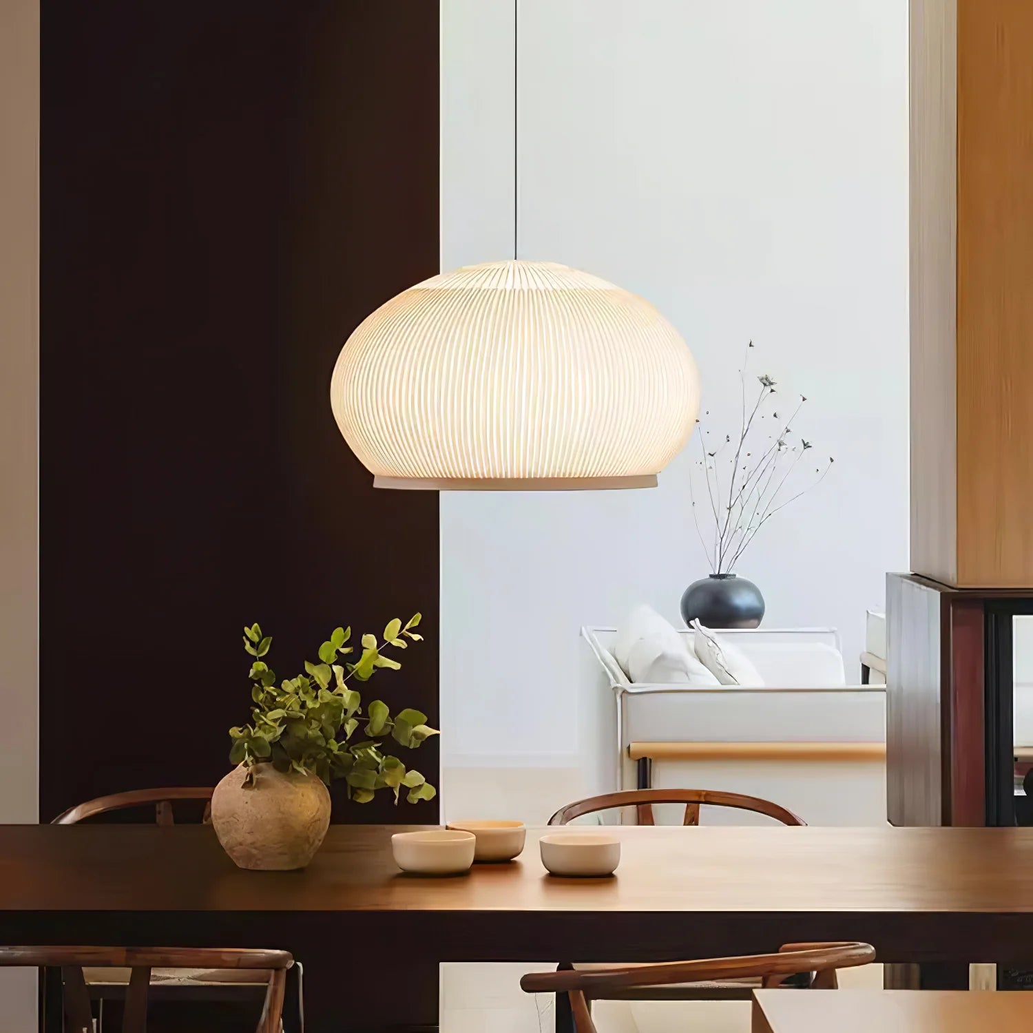 Lampe à suspension ronde rétro en tissu