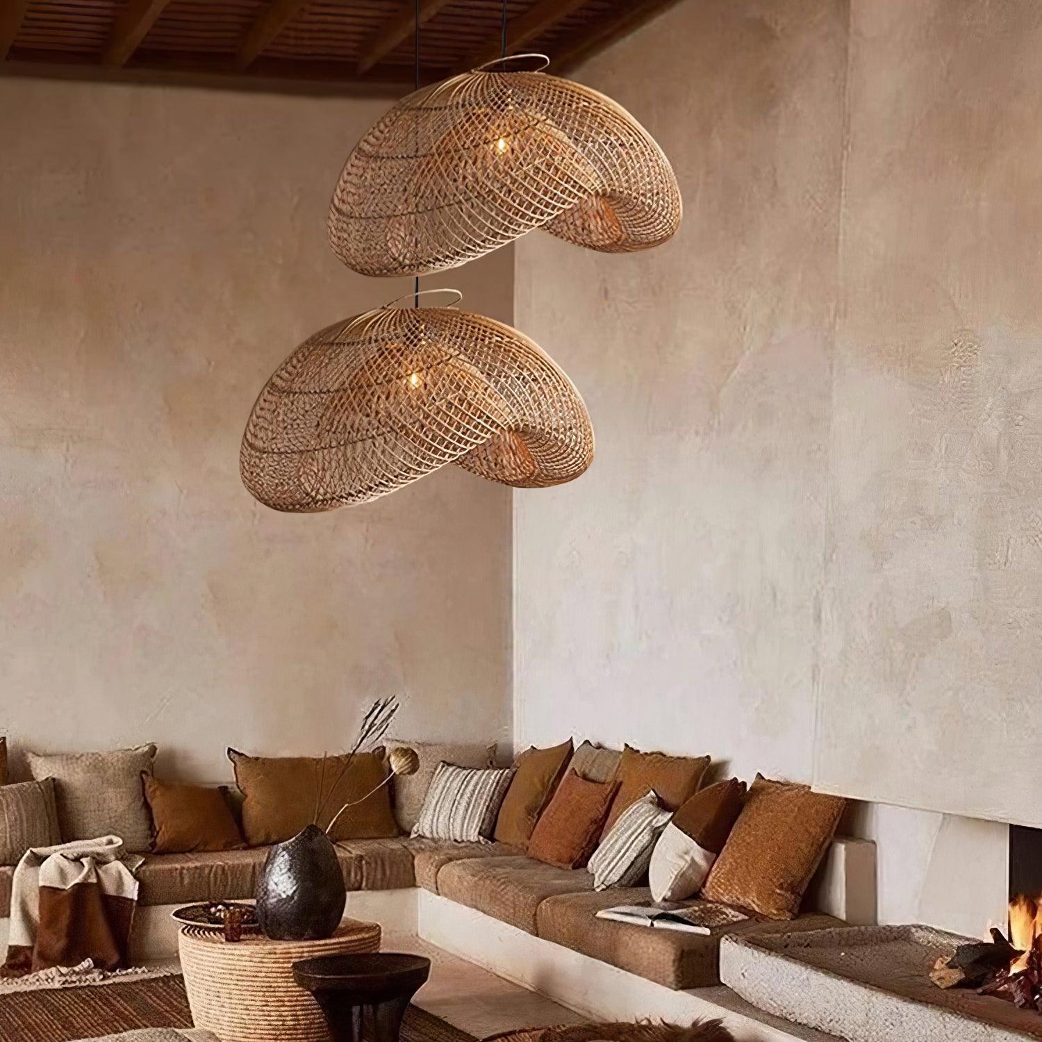 Lampada a sospensione Curva in rattan