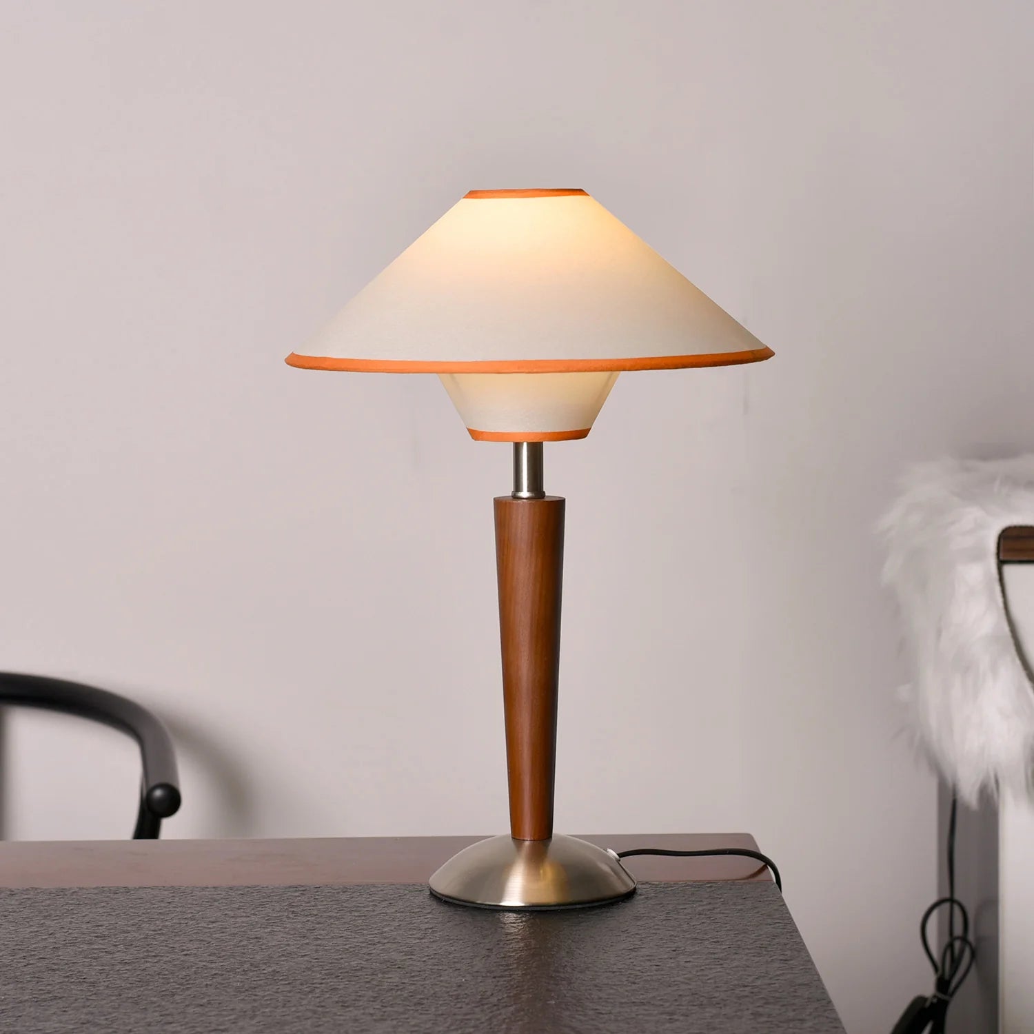 Lampe de table rétro en tissu géométrique
