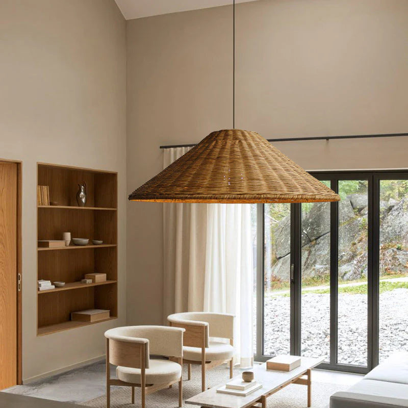 Retro Cone Rattan Pendant Light