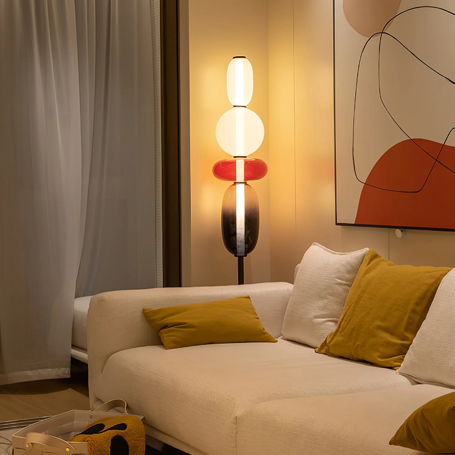 Lampadaire rond en verre de forme ovale tendance