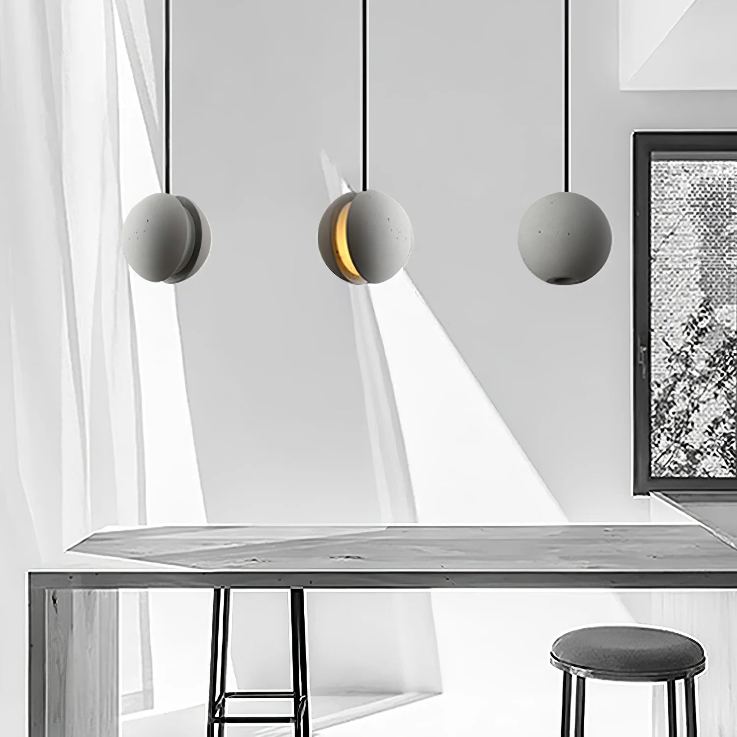 Suspension ronde minimaliste en béton