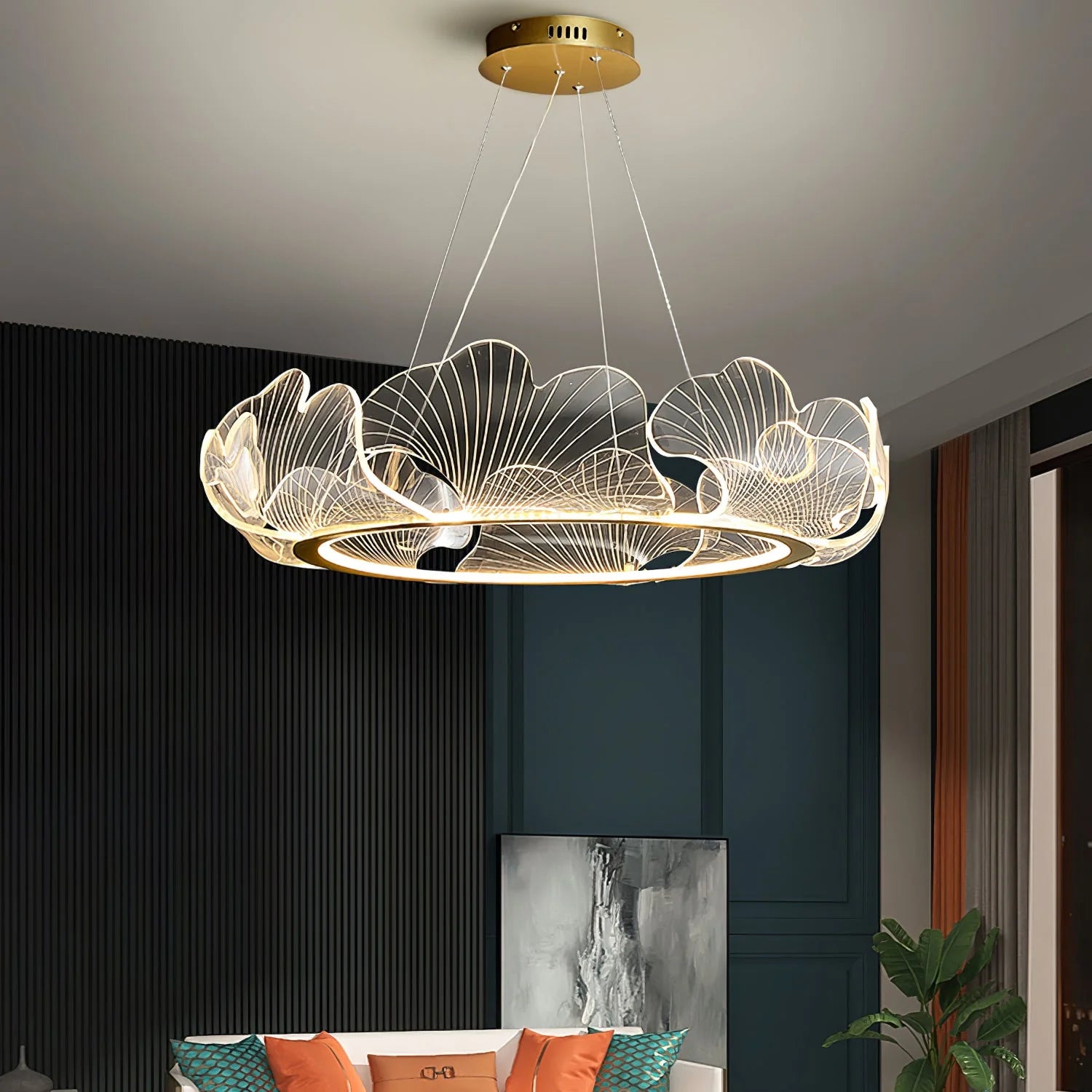 Lustre rond en acrylique océanique