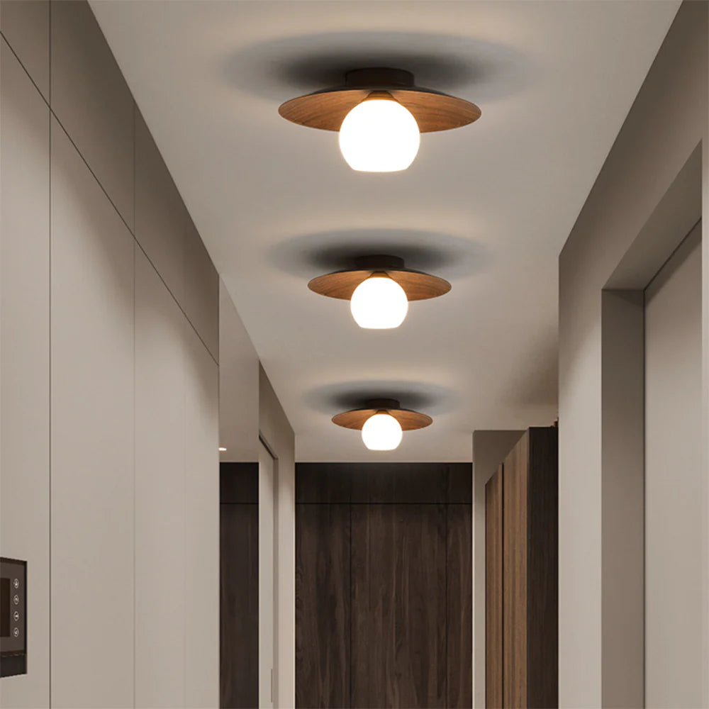 Plafonnier rond moderne en bois