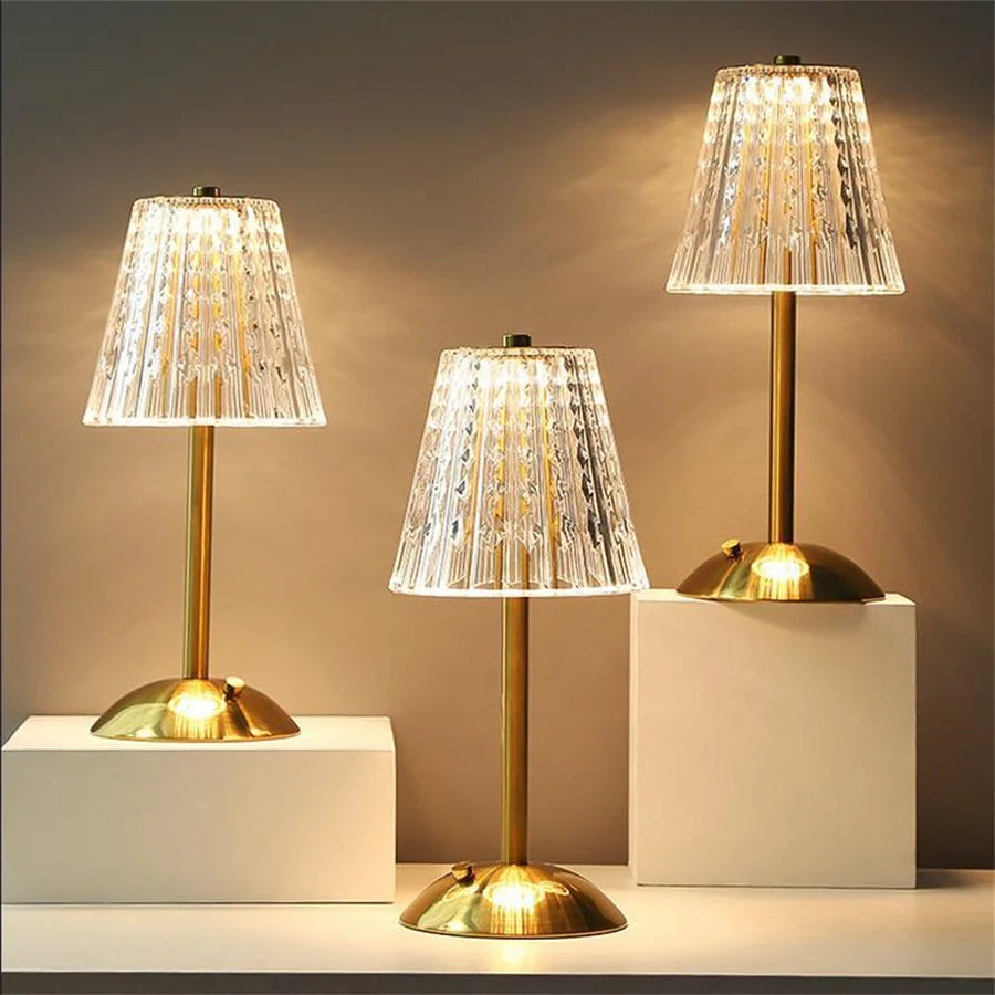 Nordische minimalistische goldene Kristall-Tischlampe