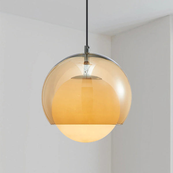 Lampe à suspension ronde rétro en verre