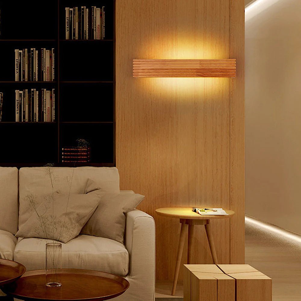 Lampada da parete Vanity in legno rustico