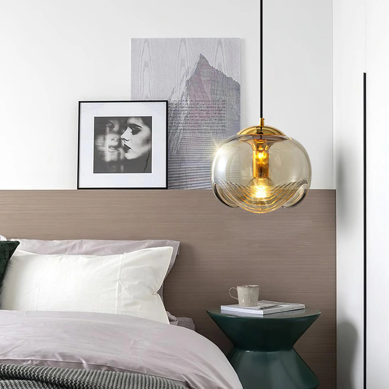 Lampe à suspension en verre à sphère ronde tendance