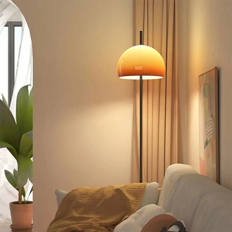 Trendy rund gulvlampe af glas