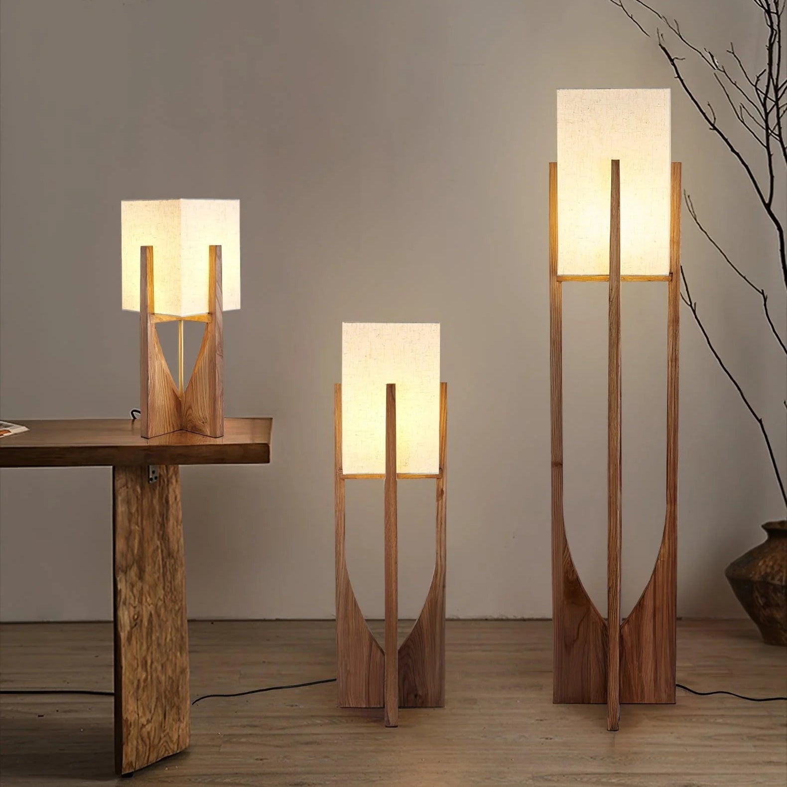 Lampadaire rustique en tissu en forme de U