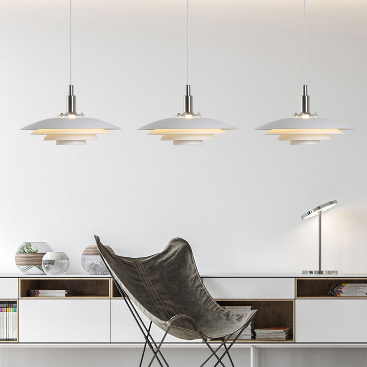 Minimalist Round Metal and Glass Dining Pendant Light