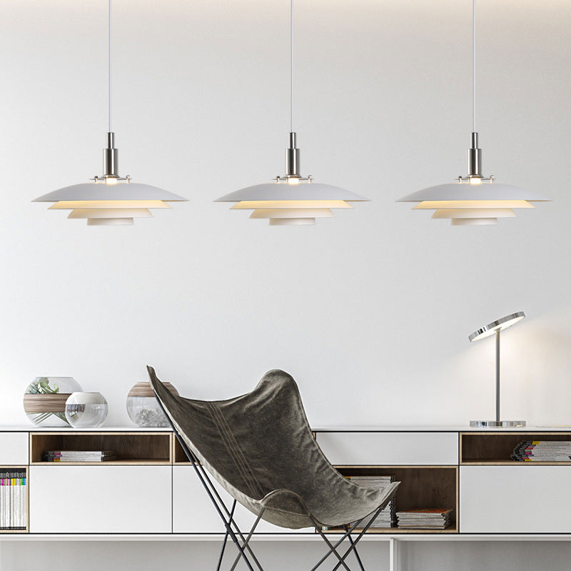 Lampada a sospensione da pranzo rotonda minimalista in metallo e vetro