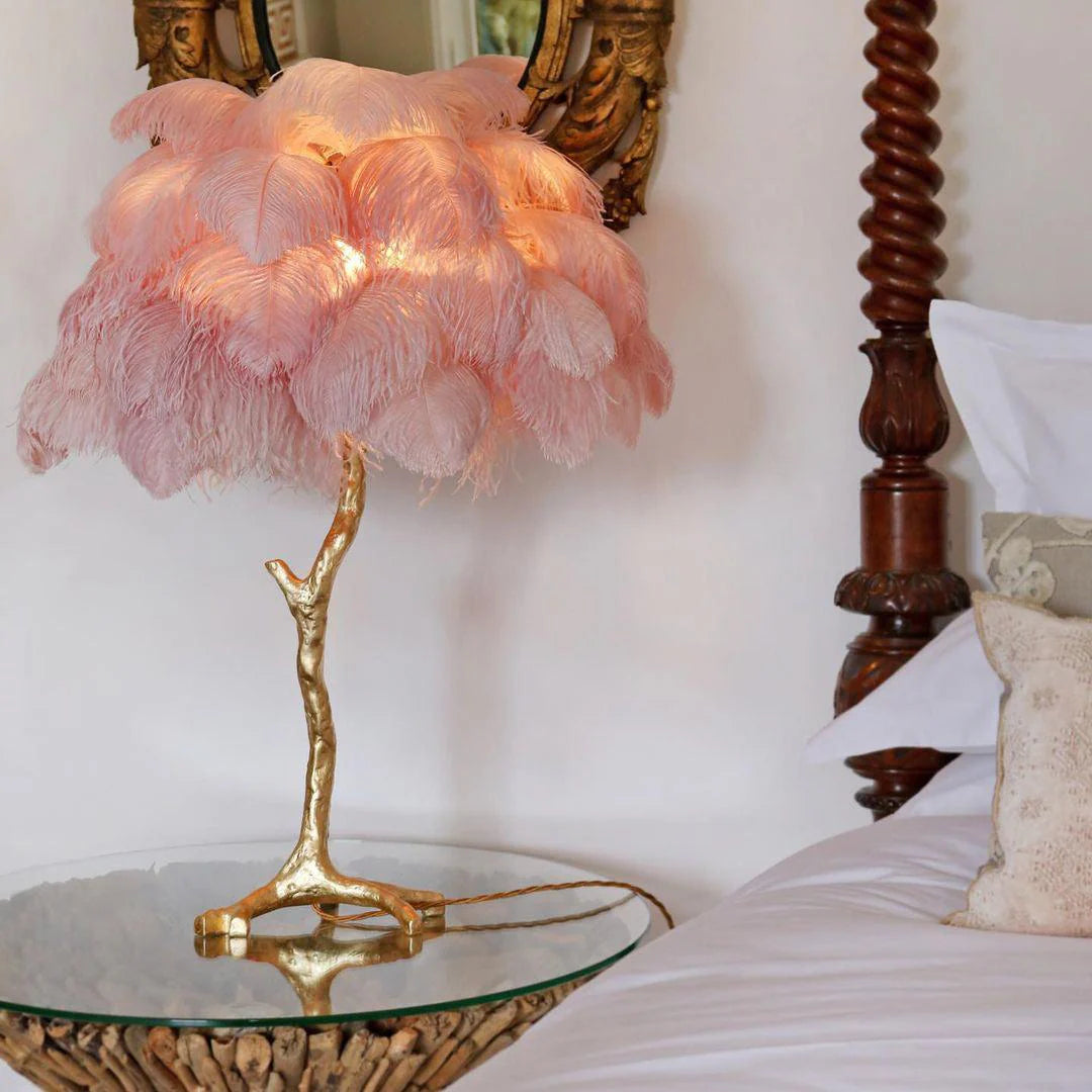 Elegant Palm Feathered Table Lamp