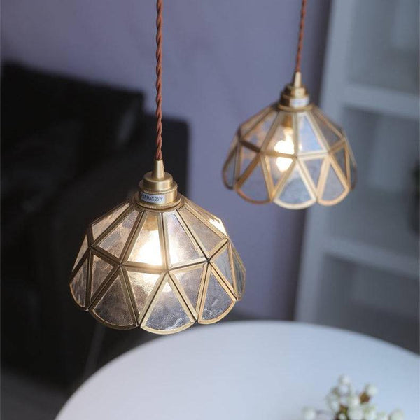 Luce a sospensione in ottone vintage in stile nordico