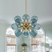Lampadario moderno in vetro a bolle blu