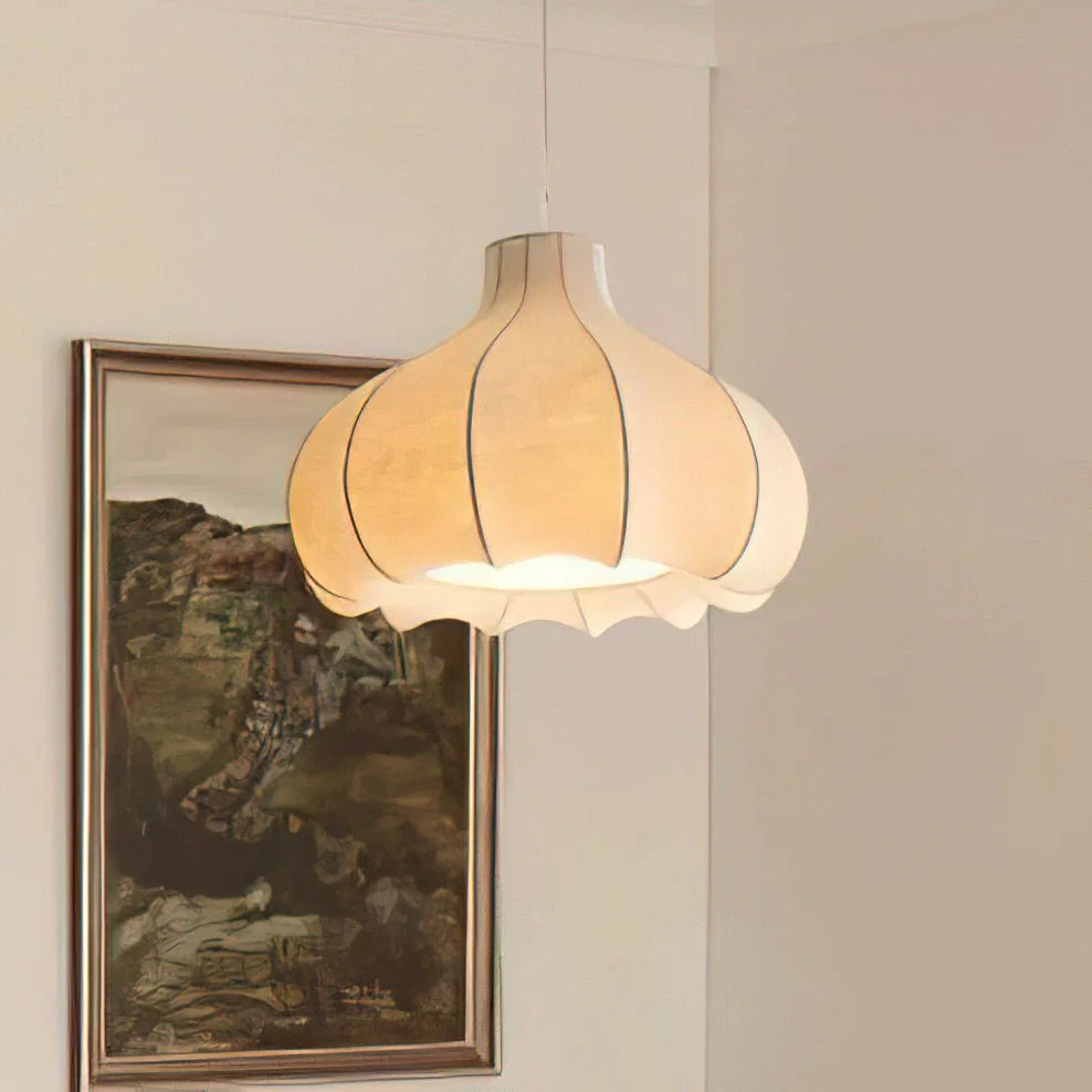 Lampe à suspension ronde élégante en soie