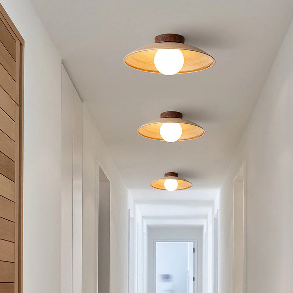 Plafonnier rond classique en bois