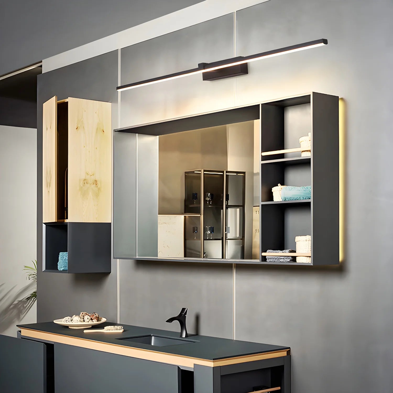 Applique murale miroir en aluminium mince et moderne