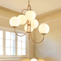 Vintage Metal Framed Glass Chandelier