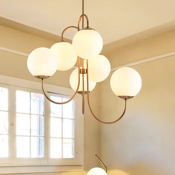 Lustre Vintage en Verre avec Cadre en Métal