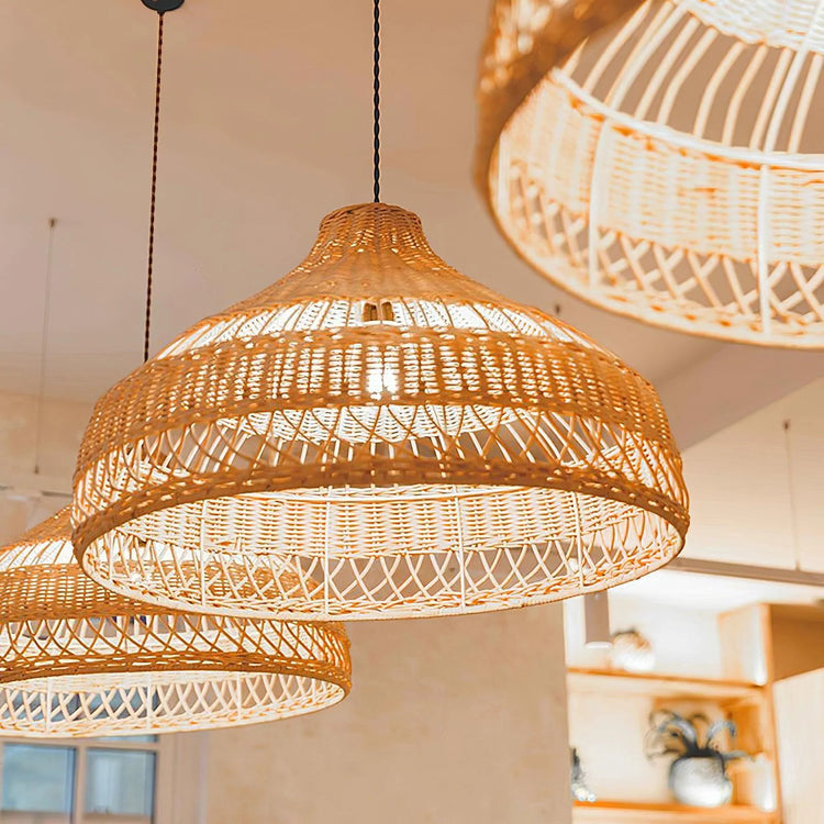 Trendy Dome Woven Rattan Pendel Light