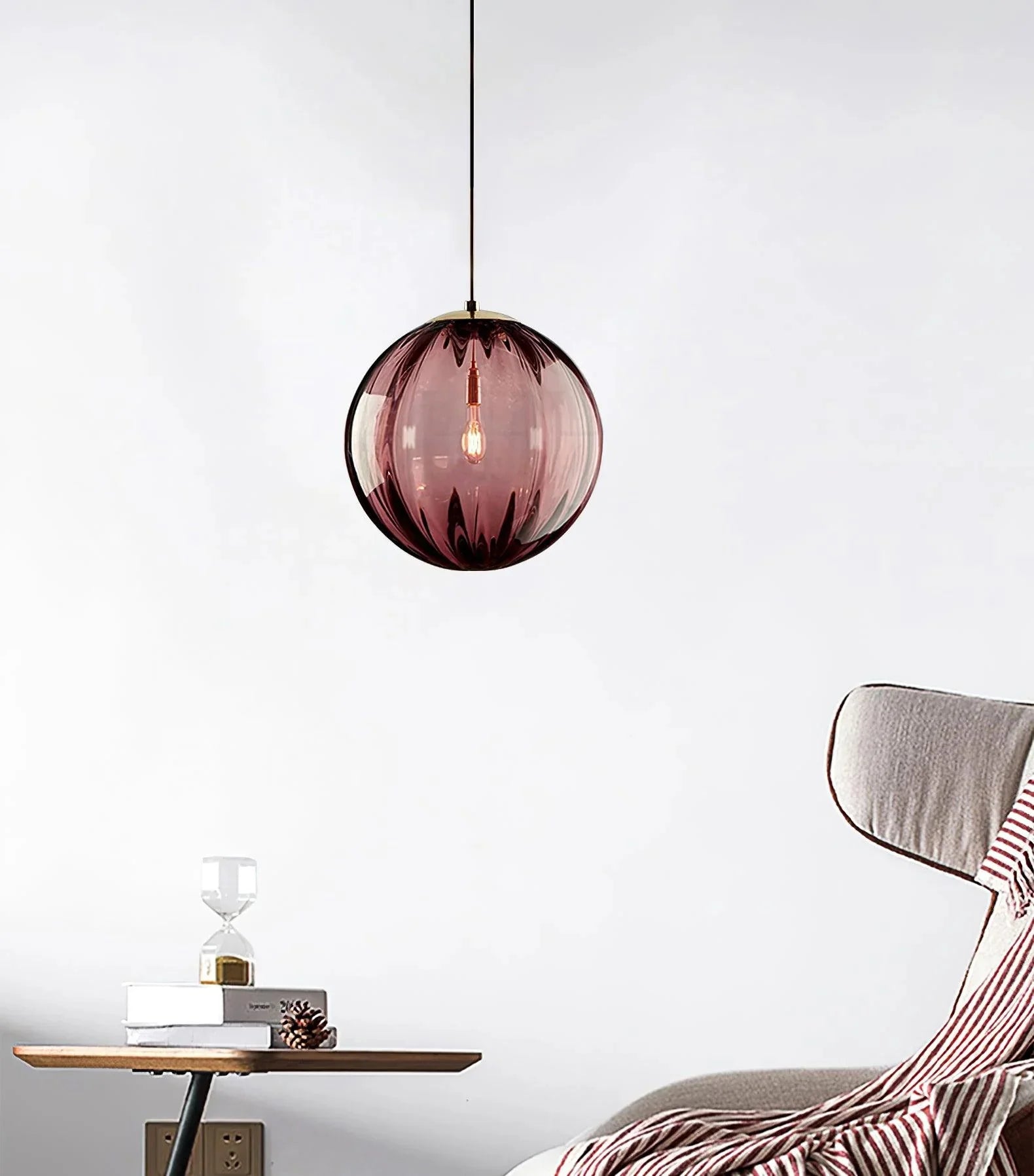Moderne rund glaskugle pendellampe