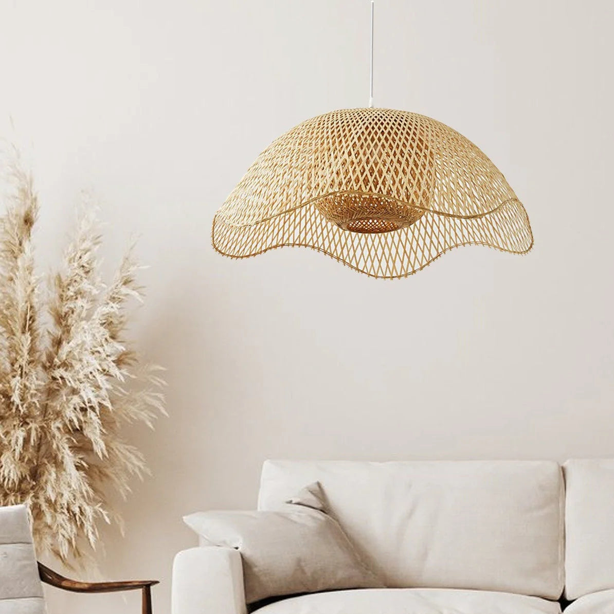 Lampe à suspension élégante en bambou Wave