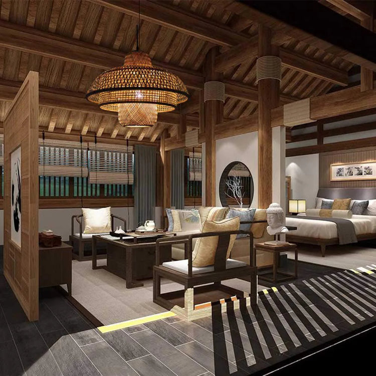 Moderne flerlags pendel i rattan